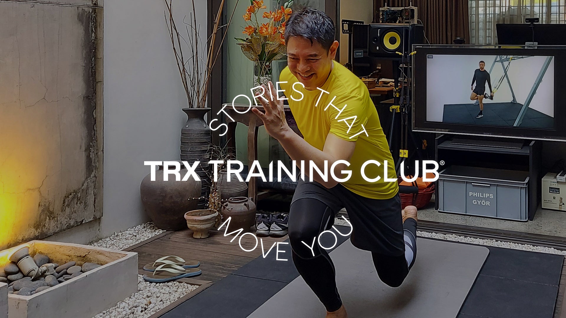Sancho using his TRX Suspension Trainer at home