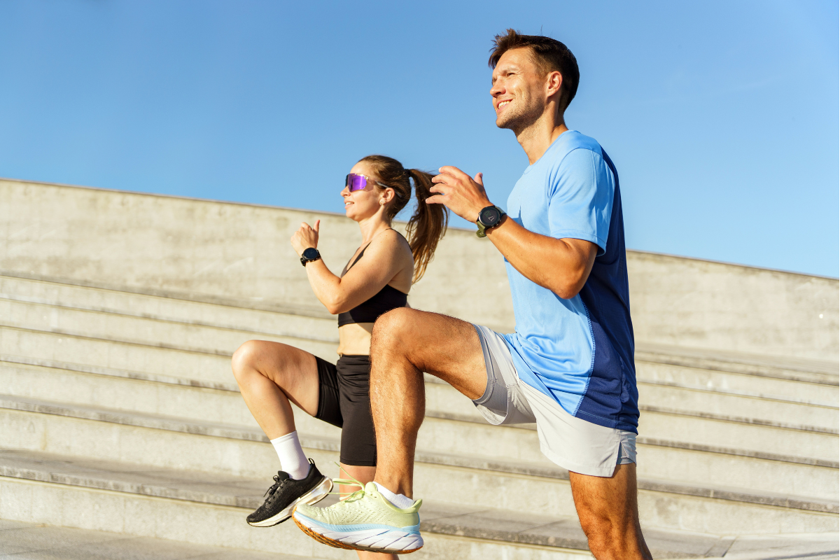 Man and woman doing outdoor running for fitness training