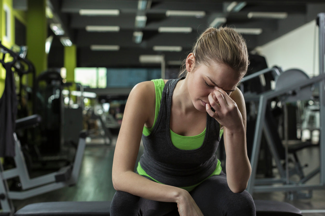 person anxious at gym