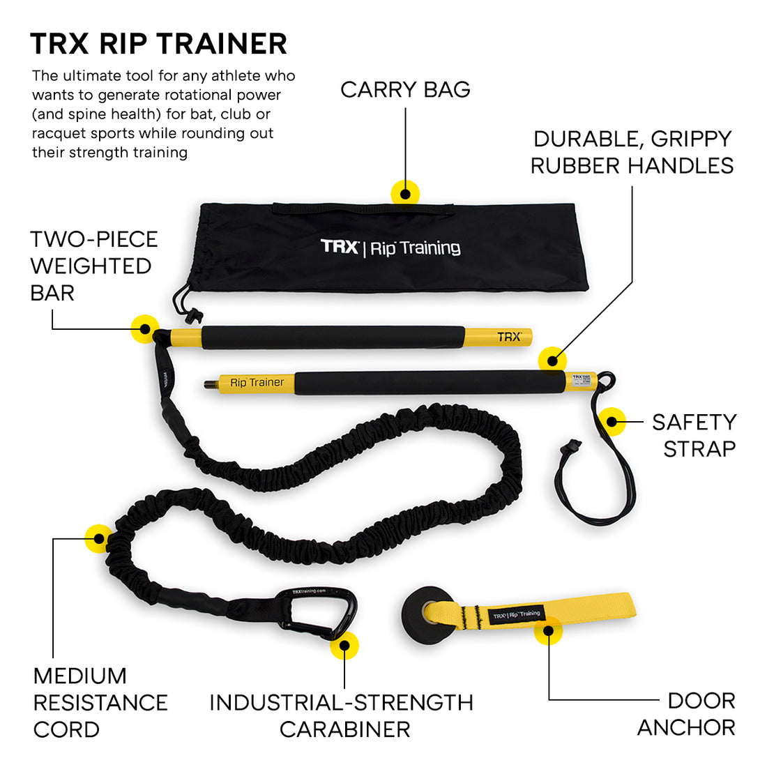 Weighted Bar for Rotational Core Training | TRX® Rip Trainer™
